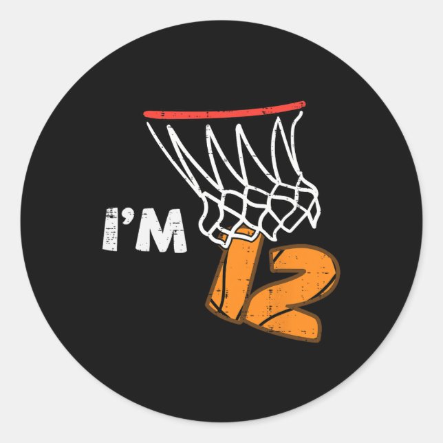 Sticker Rond 12th Birthday Sketll Im 12 Twelve Year Old Bday Bo (Devant)