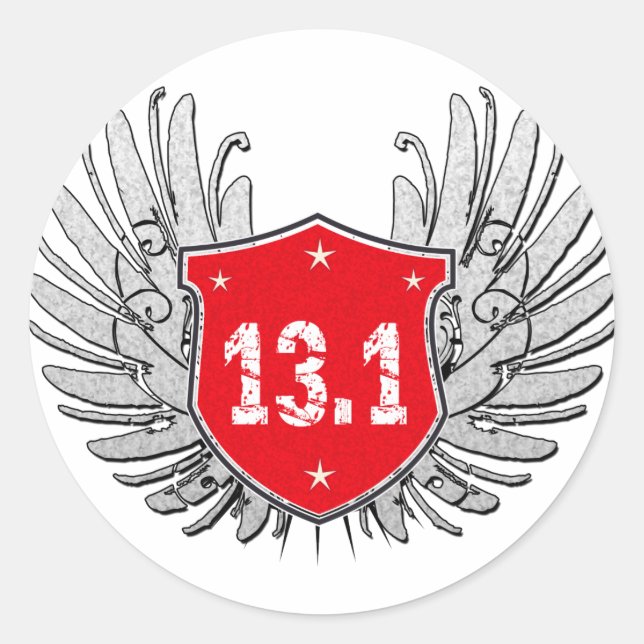 Sticker Rond 13.1 Bouclier demi-marathon (Devant)