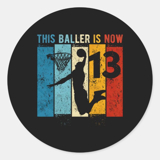 Sticker Rond 13 ans Basketball 13e anniversaire garçon (Devant)