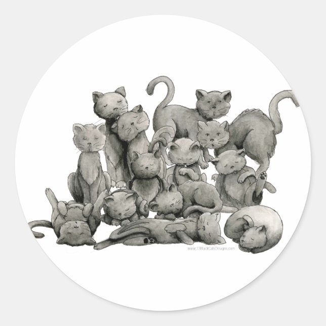 Sticker Rond 13 Chats noirs chanceux (Devant)