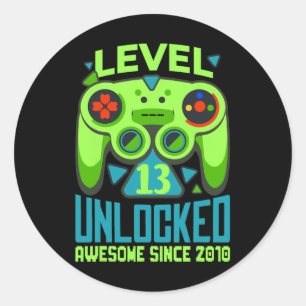 Sticker Rond 13 Déverrouillé Awesome 2010 jeu vidéo 13e anniver
