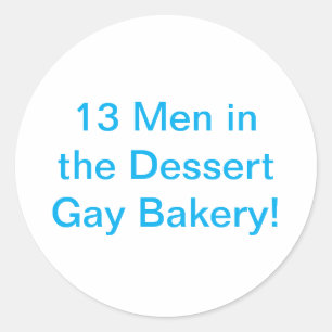 Sticker Rond 13 hommes dans la pâtisserie gay de Dessert Hankam