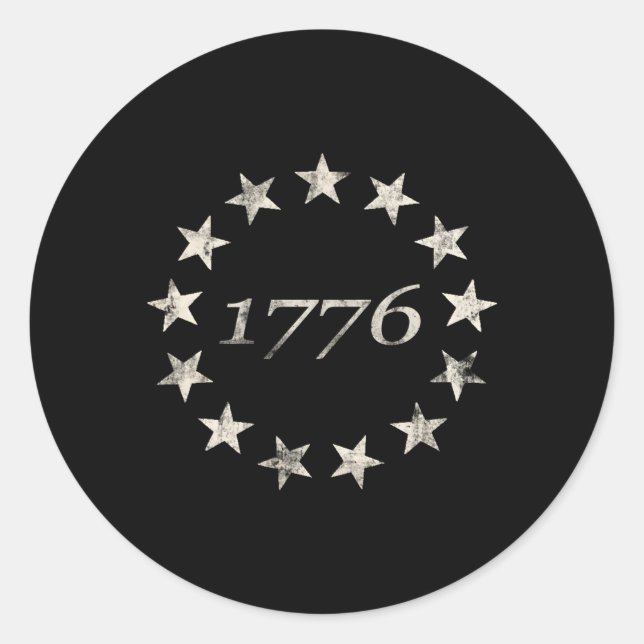 Sticker Rond 13 Star Flag Betsy Ross Distressed American Flag 1 (Devant)