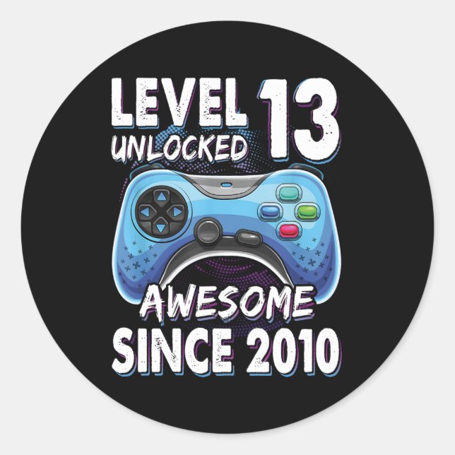 Sticker Rond 13Ans Anniversaire Son Gamer 13Ème 13 (Devant)
