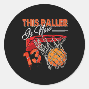 Sticker Rond 13e anniversaire Basketball Amusant 13 ans Enfants