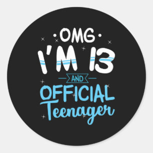 Sticker Rond 13e anniversaire Cadeau Officiel Adolescent