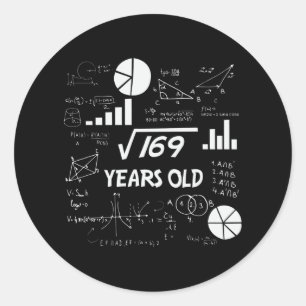 Sticker Rond 13e anniversaire Carré mathématiques racine 13 ans