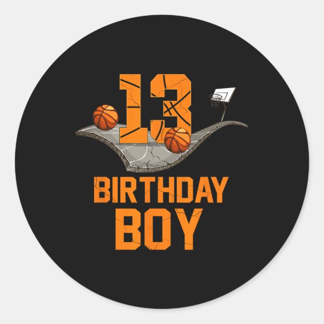Sticker Rond 13e anniversaire de basket-ball Jersey 13 ans Boy  (Devant)