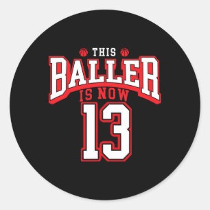 Sticker Rond 13e anniversaire de basketball Lover 13 ans Annive
