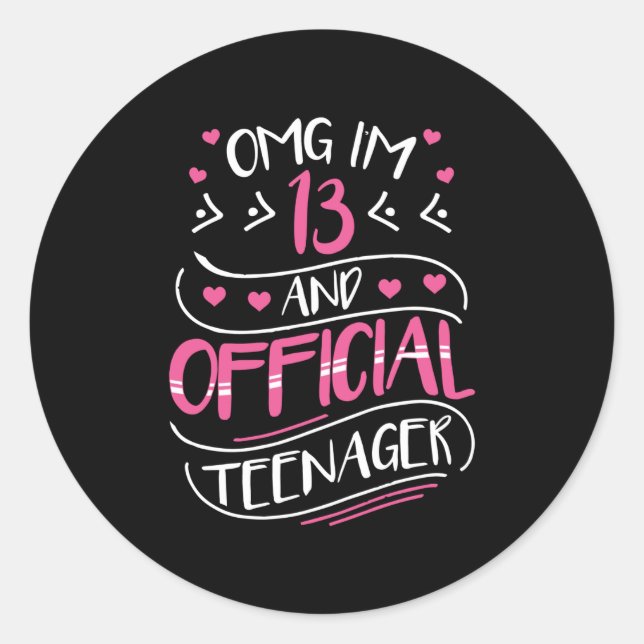 Sticker Rond 13e anniversaire fille officielle adolescent (Devant)