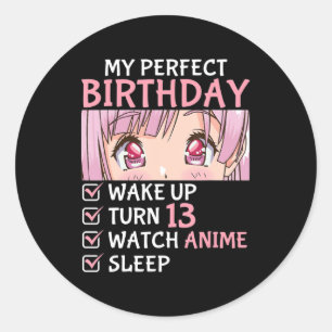 Sticker Rond 13e anniversaire Veille Anime 13 ans Anime Ado