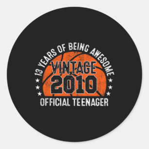 Sticker Rond 13e anniversaire Vintage 2010 Adolescent officiel