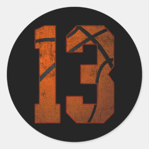 Sticker Rond 13e Birthday Party Thirteen 13 Year Old Basketbal