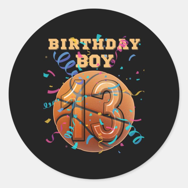 Sticker Rond 13th Birthday Boy Teen 13 Years Old Sketll Players (Devant)