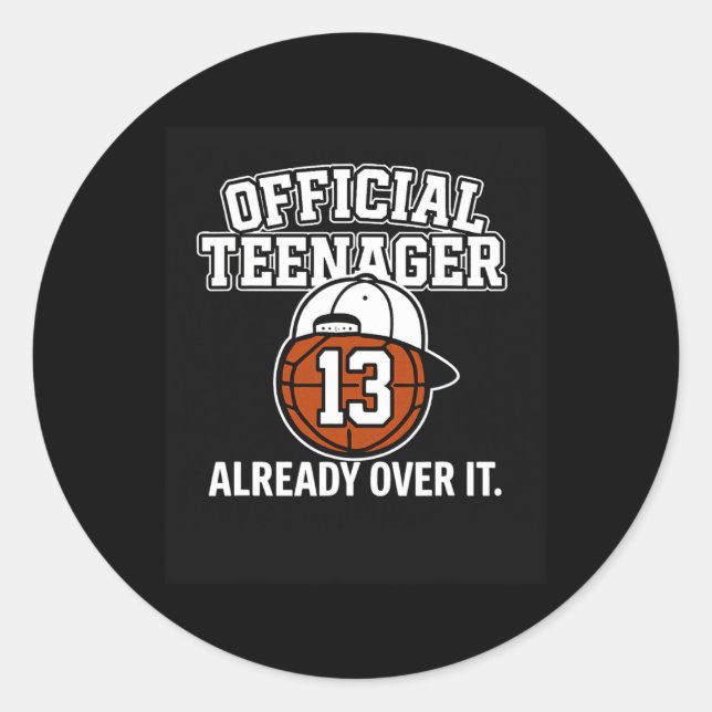 Sticker Rond 13th Birthday Official Teenager Funny Teen Sketll  (Devant)