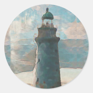 Sticker Rond 143 Je t'aime Phare Enveloppe Sceau