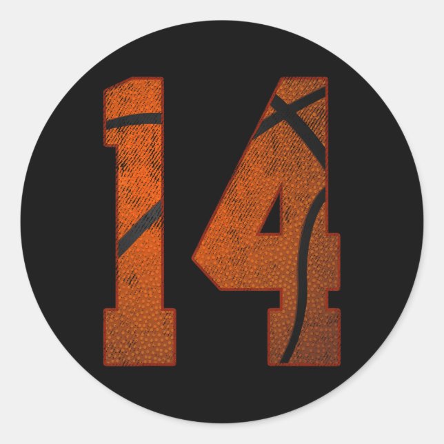 Sticker Rond 14e fête d'anniversaire Quatorze ans 14 ans Basket (Devant)