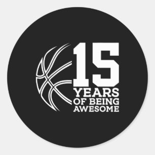 Sticker Rond 15 ans d'être génial Bysketbyll 15e anniversaire