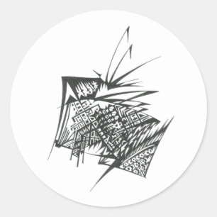 Sticker Rond 15 Art Tribal Tatouage Abstrait Noir Blanc