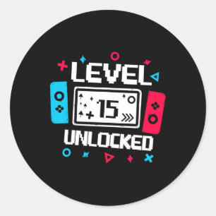 Sticker Rond 15 Joueur déverrouillé 15e Anniversaire jeu vidéo 