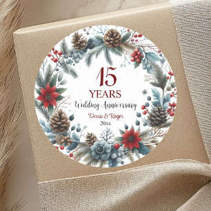 Sticker Rond 15e anniversaire de mariage cristal Élégant Hiver