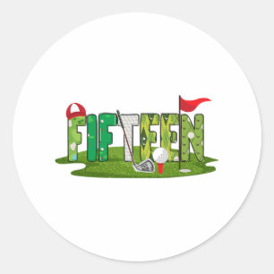 Sticker Rond 15e Anniversaire Golf Thème 15 ans Enfants Sport P