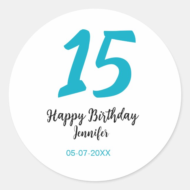 Sticker Rond 15e anniversaire quiencenera ajouter date année te (Devant)