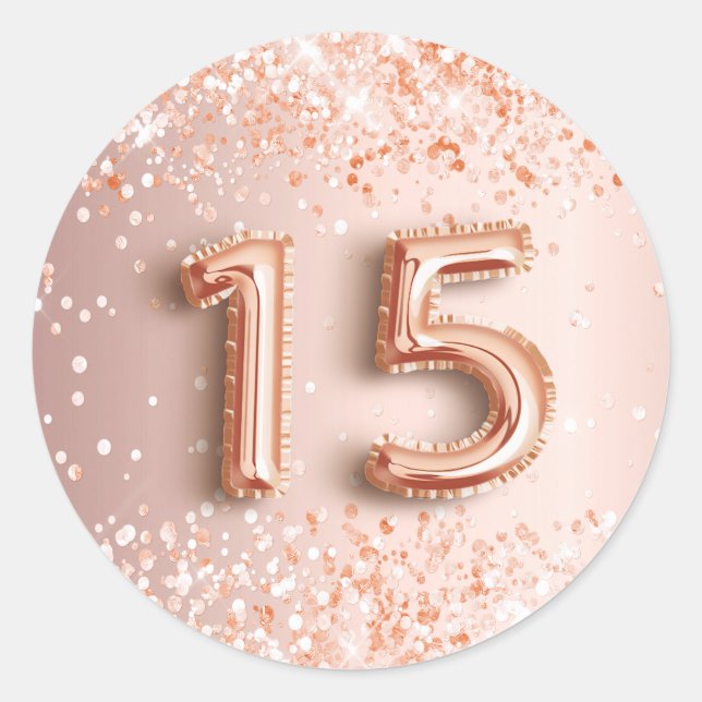 Sticker Rond 15e anniversaire quinceanera blush rose parties sc (Devant)