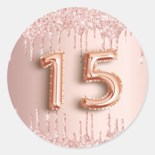 Sticker Rond 15e anniversaire quinceanera blush rose parties sc