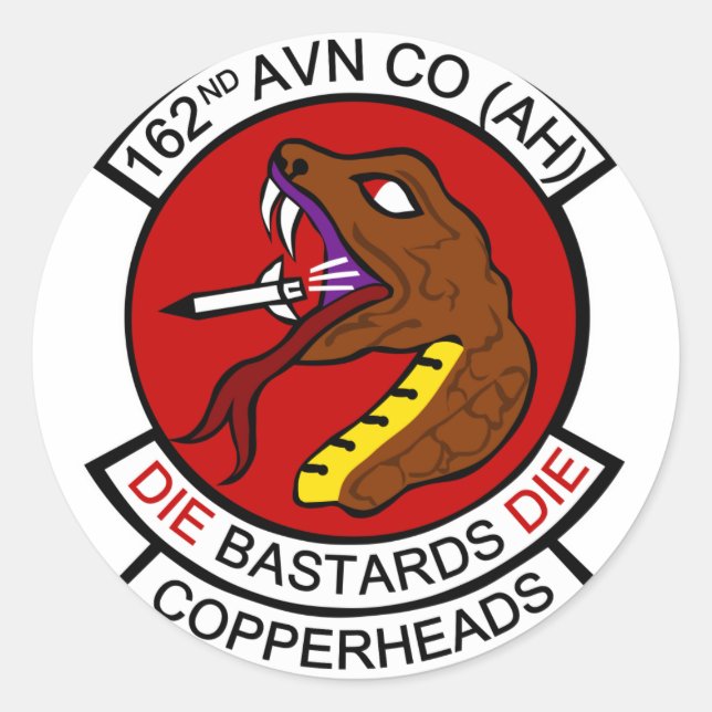 Sticker Rond 162nd Avn Co. (AH) Copperheads (Devant)