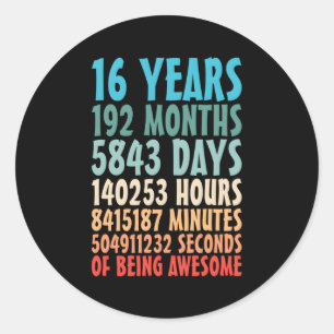 Sticker Rond 16 Ans D'Être Awesome Sweet 16 16E
