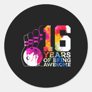 Sticker Rond 16 ans d'être merveilleux Bowling 16e anniversaire