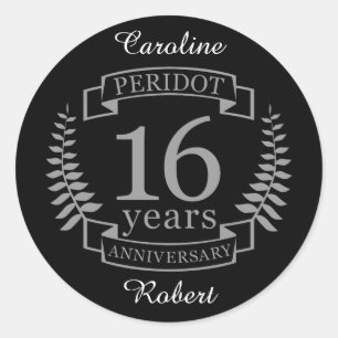 Sticker Rond 16 ans d'mariage traditionnel d'argent