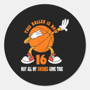 Sticker Rond 16 ans Joyeux 16e anniversaire Bysketbyll 16e Bi