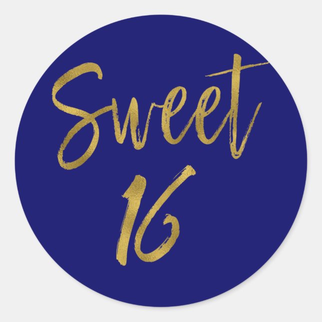 Sticker Rond 16 ans | Sweet sixteen Marine Blue Anniversaire (Devant)