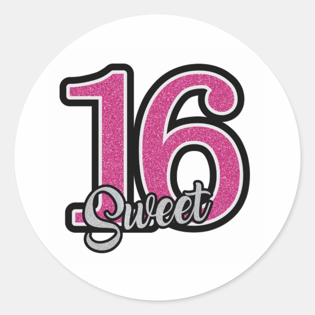 Sticker Rond 16e anniversaire (Devant)