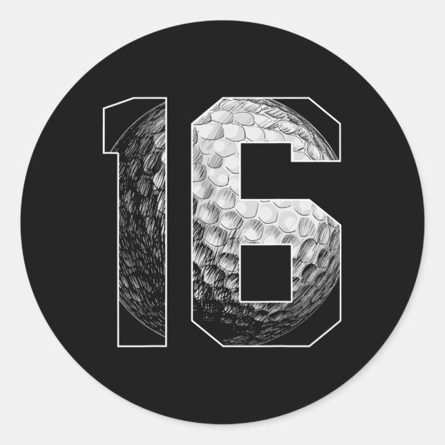 Sticker Rond 16e anniversaire Boy Golf Player Golf 16 ans (Devant)
