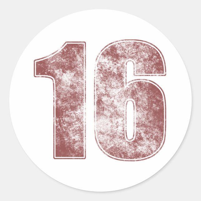 Sticker Rond 16e anniversaire Red Grunge (Devant)