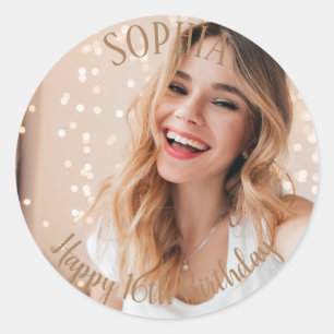 Sticker Rond 16e anniversaire sac de fête personnalisé