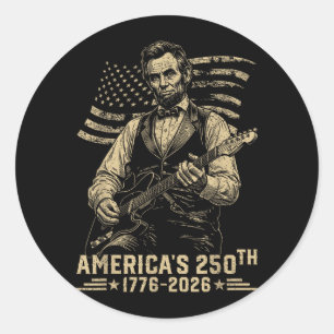 Sticker Rond 16e président jouant de la guitare 4 juillet 250e