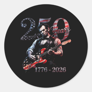 Sticker Rond 16e président jouant de la guitare le 4 juillet 25