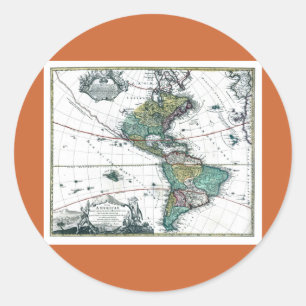 Sticker Rond 1725 sud et carte de l'Amérique du Nord