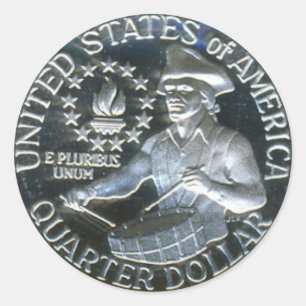Sticker Rond 1776-1976 Bicentennial Drummer Quarter Dollar