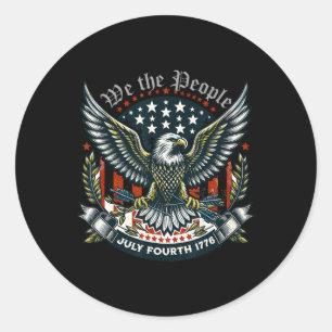 Sticker Rond 1776 La vie la liberté poursuite du bonheur 4 juil