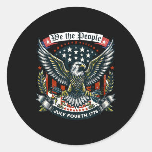 Sticker Rond 1776 Vie Liberté Poursuite Du Bonheur 4 Juillet