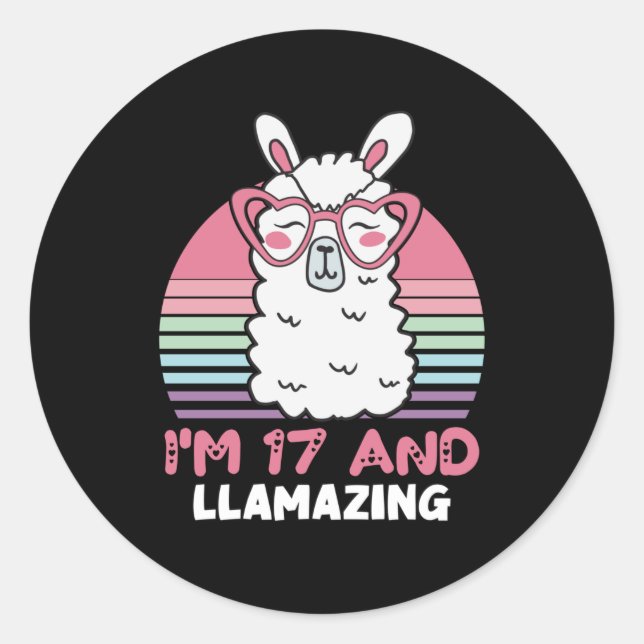 Sticker Rond 17 Ans Anniversaire Llamazing 17e Anniversaire Lla (Devant)