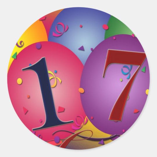Sticker Rond 17 Ans Ballons D Anniversaire Zazzle Fr