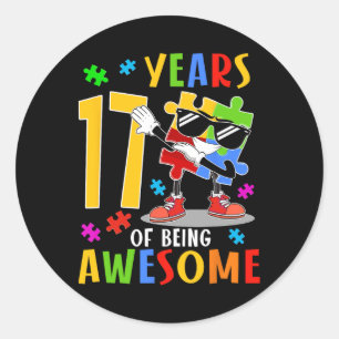 Sticker Rond 17 Ans D'Être Un Anniversaire Magnifique Dabbing A