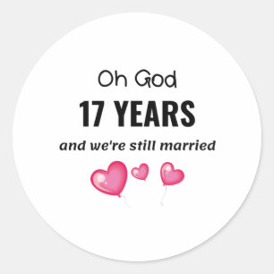 Sticker Rond 17e anniversaire de Mariage Drôle cadeau pour lui 