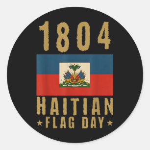 Sticker Rond 1804 Jour du Drapeau haïtien Fierté d'Haïti Femme 